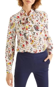 Boden Thelma Tie Neck Button Down Blouse Size 12 - Picture 1 of 7