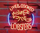 Affiche de lampe neuve homards cuits vivants fruits de mer panneau néon 24"x20" verre véritable