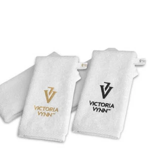 Victoria Vynn Terry White Nail Towel Nail Salon Essential with Logo Fluffy Soft - Picture 1 of 9