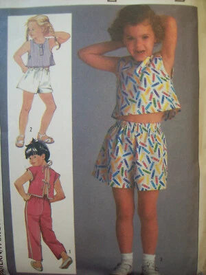 Vintage Simplicity Pattern 6923 Girls Tops Pants Shorts Sizes 3-4-5 circa 1980s - Image 1 of 4