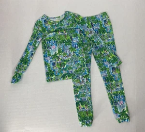 Lilly Pulitzer Girls Size 6 Sammy 2pc Pajama Set Top & Pants Sprout Green Lilly - Picture 1 of 10
