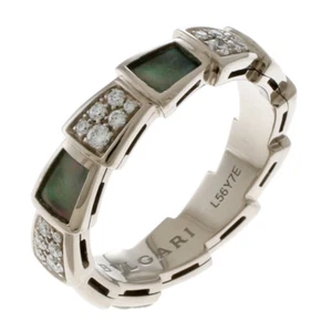 BVLGARI Ring US 9 EU60 K18 diamond Mother of pearl Serpenti viper used - Picture 1 of 8