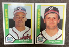 1990 CMC Richmond Braves Brian Hunter #19 & Tommy Greene #20 Baseball Cards