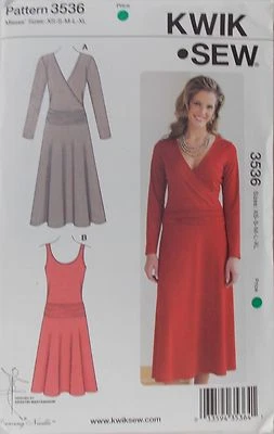 KwikSew Pattern #3536 Misses Dress Close Fit Pull-Over Size (XS-S-M-L-XL) - Image 1 of 4