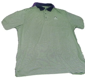 Footjoy Mens Golf Polo Shirt Size Extra Large Green Blue Short Sleeve Striped - Picture 1 of 9