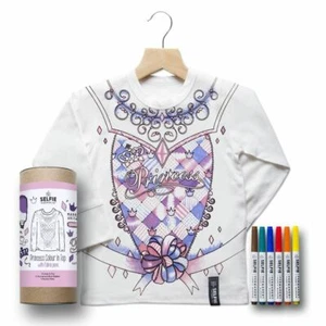 Princess Tshirt Colour In Long Sleeve With Fabric Pens Kids Girl Art Crafts Gift - Picture 1 of 4