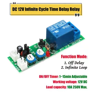DC 12V Infinite Cycle Delay Timer Timing Switch 60min Relay ON OFF Loop Module - Picture 1 of 5