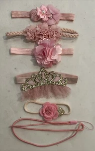 5 bow hair head bands (6-9 inches approx.) Various PINK - Picture 1 of 6