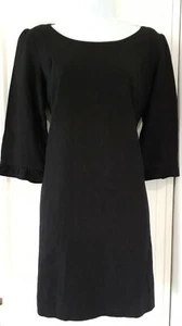 Womens Kew Black Wool Mix Frilly Cuffs Shift Dress With Side Pockets Small. - Picture 1 of 7