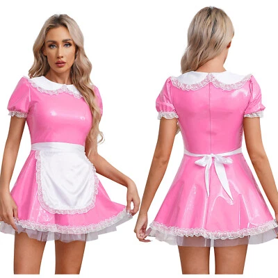 Womens French Maid Dress Back Zipper Outfits Cosplay Schoolgirls Uniform - Image 1 of 3