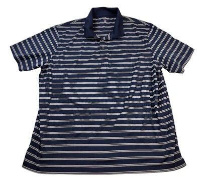 Camisa polo de golf Reebok de manga corta para hombre 3XL azul tostado a rayas Play Dry Foto 1 de 4