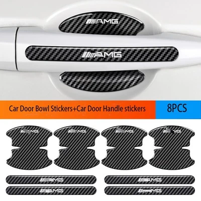 8 PIEZAS Para Mercedes-Benz AMG Manija Coche Cuenco Protector Antiarañazos Cubierta Borde  Foto 1 de 4