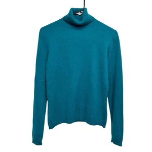 Suéter Marshall Fields Cachemira Cuello Alto Tejido Suave Minimalista Azul Teal Pequeño - Imagen 1 de 5