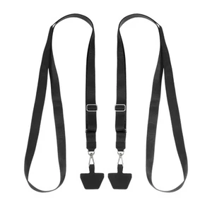 2Pcs Smart Phone Lanyard with 2 Patches, Black (73-50cm) - Zdjęcie 1 z 6