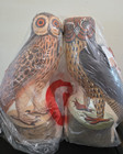 John Derian Hocus Pocus ~ Barn Owl & Horned Owl SET  2 Plush Pillows 16” NWT