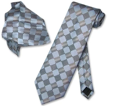 Antonio Ricci NeckTie Handkerchief Turquoise Blue Brown Design Mens Neck Tie Set - Image 1 of 2