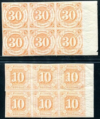 THURN and TAXIS 1859 19,25 ** MNH BLOCK OF 6 FLAWLESS (C4436 - Image 1 of 2