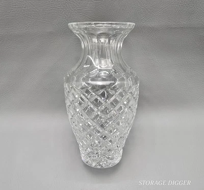 Florero de cristal transparente de plomo cortado de colección de 11,5" con patrón de diamante centro de mesa Foto 1 de 4