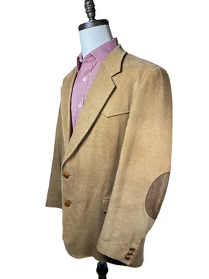 Casaco esportivo CCC Western Wear blazer masculino 44L veludo bronzeado remendos de cotovelo 2 botões - Imagem 1 de 4