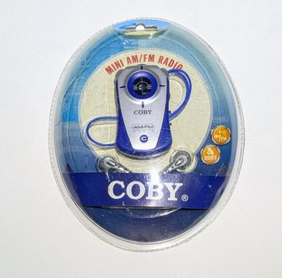 COBY CX-71 AM/FM Blue Mini Pocket Radio w/DBBS NEW IN SEALED PACKAGE! - Image 1 of 4