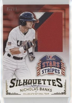 2015 Stars and Stripes Jumbo Swatch Silhouettes Jerseys Prime /12 Nick Banks #77 - Image 1 of 2