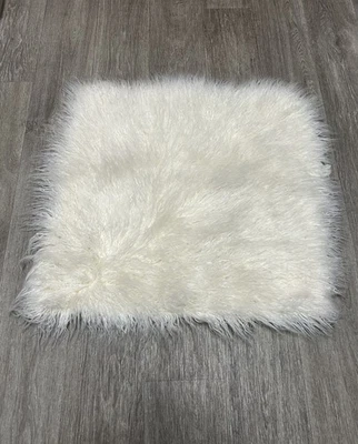 Pottery Barn White Mongolian Faux Fur Pillow Cover Large Square 26X26 Sold Out  - Image 1 of 4