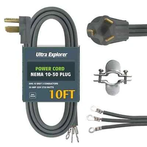 10 AWG 3 Prong Dryer Cord, 10 Ft Heavy Duty Appliance Cord SRDT, 30 Amp Power Co - Picture 1 of 8