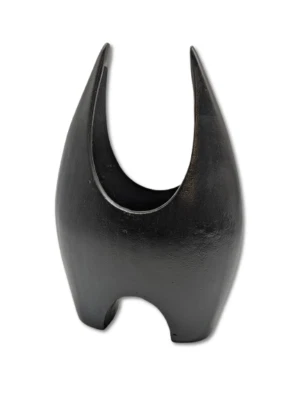 COLMORE DEKO VASE GEFÄSS 22x11x33 CM ALU RAW BLACK MATT MODERN TISCHDEKO - Bild 1 von 4