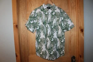 Carbon Men's Short Sleeve Palm/Fern Green/Ivory Button Up Shirt XXL NWT - Picture 1 of 3