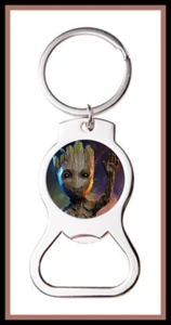 BABY GROOT WAVING CUSTOM BOTTLE OPENER KEYCHAIN KEY RING - STOCKING STUFFER GIFT - Picture 1 of 1