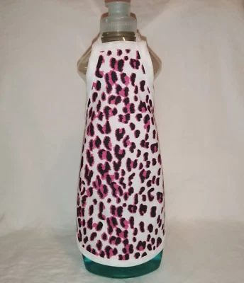 Delantal decorativo para botella de jabón de algodón rosa/blanco con estampado animal de leopardo 1 pieza Foto 1 de 4