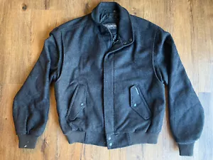 Vintage MEMBERS ONLY Charcoal Gray 100% Wool Bomber Jacket Men's sz 44 Coat - Picture 1 of 7