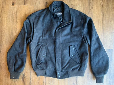 Vintage MEMBERS ONLY Charcoal Gray 100% Wool Bomber Jacket Men's sz 44 Coat - Image 1 of 4
