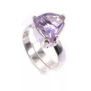Anello Fantasia Ametista Regalo Anniversario Argento Sterling 925 Placcato Anello Regolabile - Foto 1 di 5