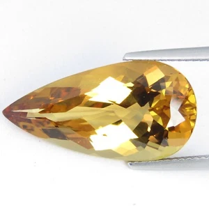 11.98Cts Sparkling Natural Yellow Beryl 23.6x12.4x8.5mm Pear Cut Brazil Gemstone - Picture 1 of 4