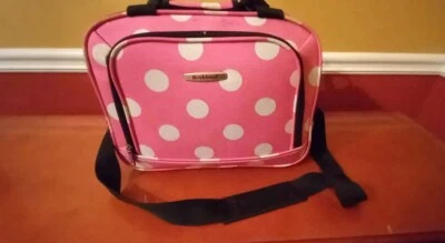 Rockland Carry-on Overnight / Tote Bag, Shoulder Strap, Pink w/White Dots 13x11 - Image 1 of 4