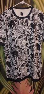LITTLEREDDO Artist Black & White Monsters Print T Shirt Adult size Medium - Picture 1 of 2