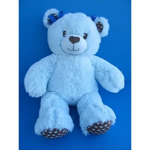 Build a Bear BAB Bear Plush 16" Light Blue with Brown Accent w/ Hearts Soft Toy - Picture 1 of 6