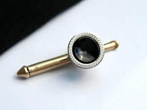 Single Antique Edwardian Art Deco era 10K Gold Black Enamel Shirt Stud Button - Picture 1 of 8