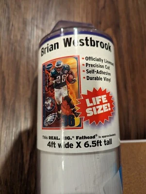 Póster adhesivo de vinilo tamaño natural Fathead Brian Westbrook 4,5x6 pies Eagles NFL raro Foto 1 de 4