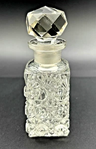 Bottiglia profumo vintage vetro pressato edoardiano con tappo sfaccettato bottoni gusci - Foto 1 di 20