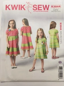 Kwik Sew K3944 Girls Dress Sewing Pattern XXS XS S M L Summer School Play Easy - Picture 1 of 5