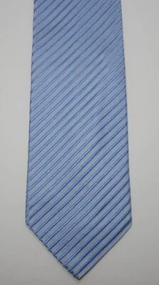 XMI PLATINUM BLUE w/ RIBBED STRIPES WOVEN 100% ITALIAN SILK NECK TIE USA 60.5" - Image 1 of 4