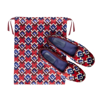 Auténticos Zapatos Deportivos Para Hombre Gucci Rojo Satinado Viaje Geométrico Estampado G Nuevos $570 Foto 1 de 4