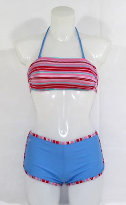 Speedo Bikini Set Swimwear Women Size 10 Blue/Multi Lined Padded Holiday Beach - Image 1 of 4