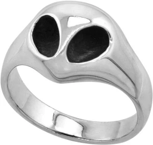 Anillo alienígena de plata esterlina espalda sólida impecable pulido alto 1/2 pulgada talla 5-13 - Imagen 1 de 8