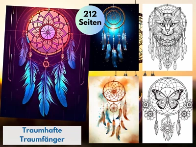 Digital Malbuch 212 fantasievolle Traumfängern zum ausdrucken PDF - Bild 1 von 4