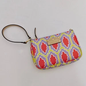KATE SPADE Cabana Azulejo Crocus Muñequera Cartera Bolso de Mano Púrpura Verde Rosa - Imagen 1 de 10