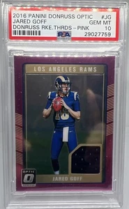 2016 DONRUSS OPTIC THREADS PINK #JG JARED GOFF RC POP 5 PSA 10 RAMS LIONS Rookie - Picture 1 of 4
