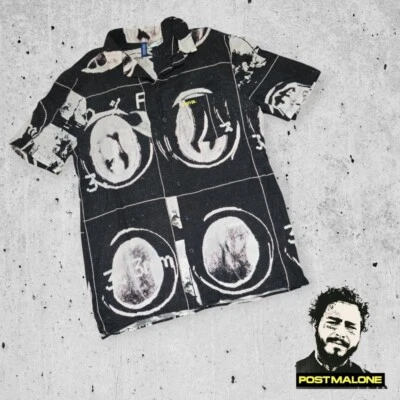 Divided x Posty Co. Button Up All Over Print Pocket Camp Shirt Black X Ray XS - Image 1 of 4